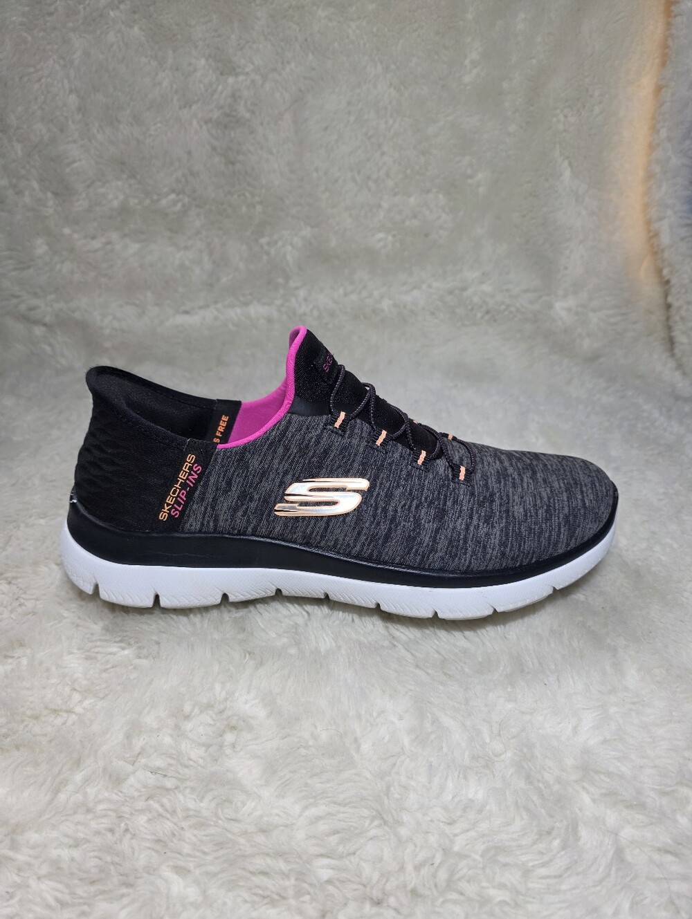 Skechers Slip-ins Summits Dazzling Haze Sneakers Black Pink Wide Fit 8.5 - Picture 2 of 9